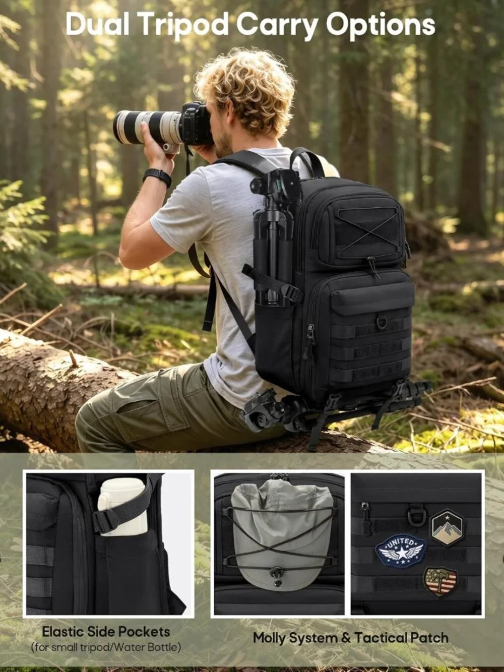 Tactical Camera Backpack for DSLR/SLR/Mirrorless - Durable, Stylish & Spacious